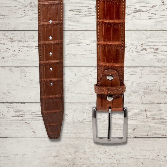 Genuine Caiman Crocodile Leather Belt Handcrafted In USA